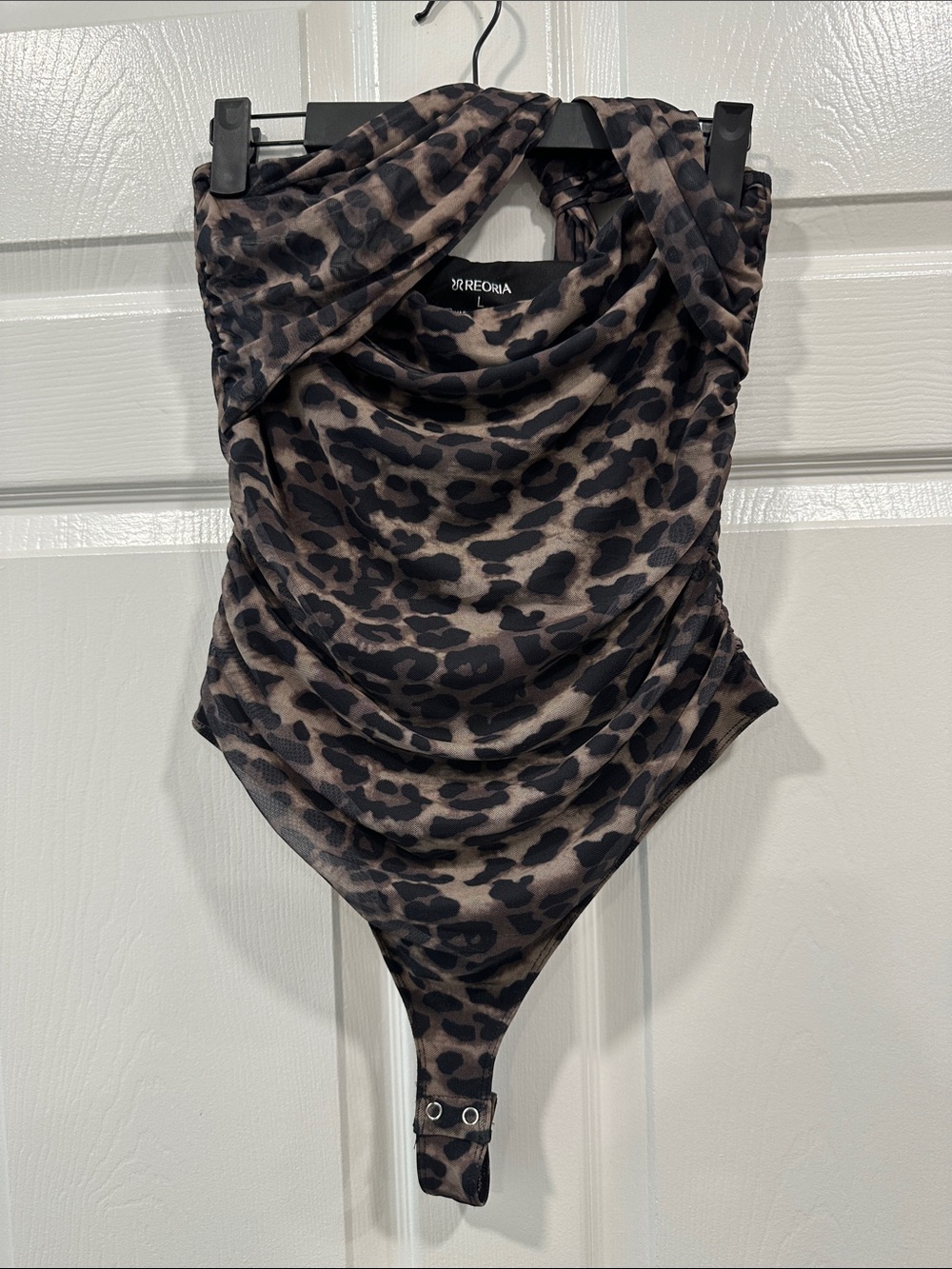 ReoRia Kids One-Piece Leopard Print Bodysuit in Brown and Black